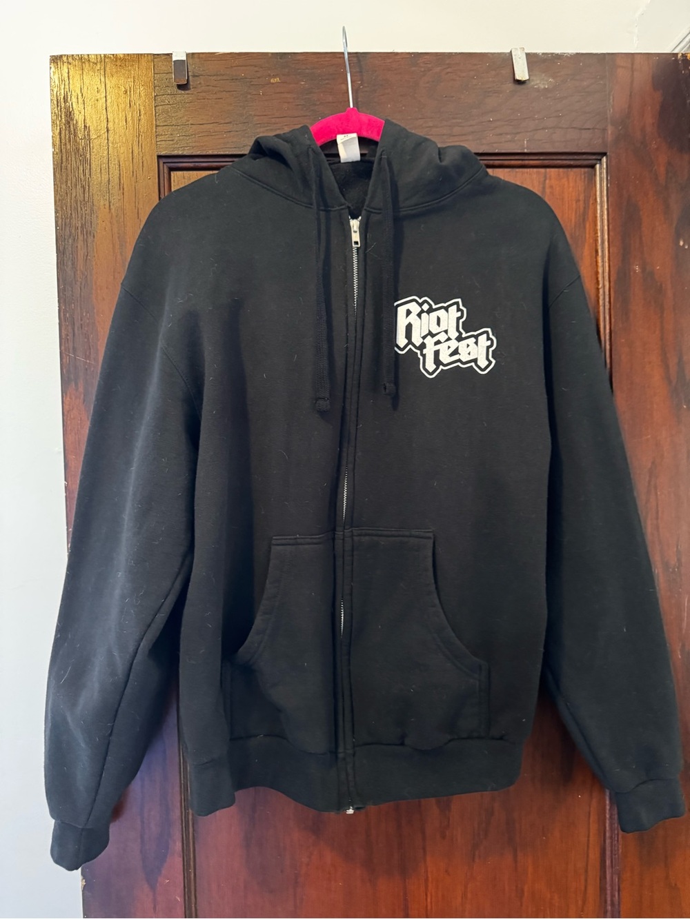 Tultex Black Kids Zip-Up Hoodie with White Riot Fest Logo